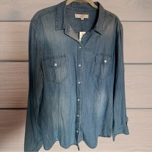 LOFT Light Blue Chambray/Denim Shirt